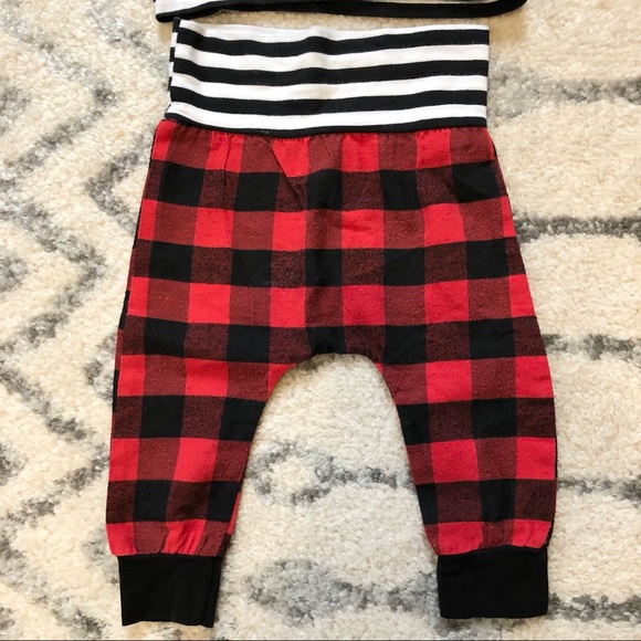 Adorable baby boy matching red plaid outfit - Picture 2 of 9